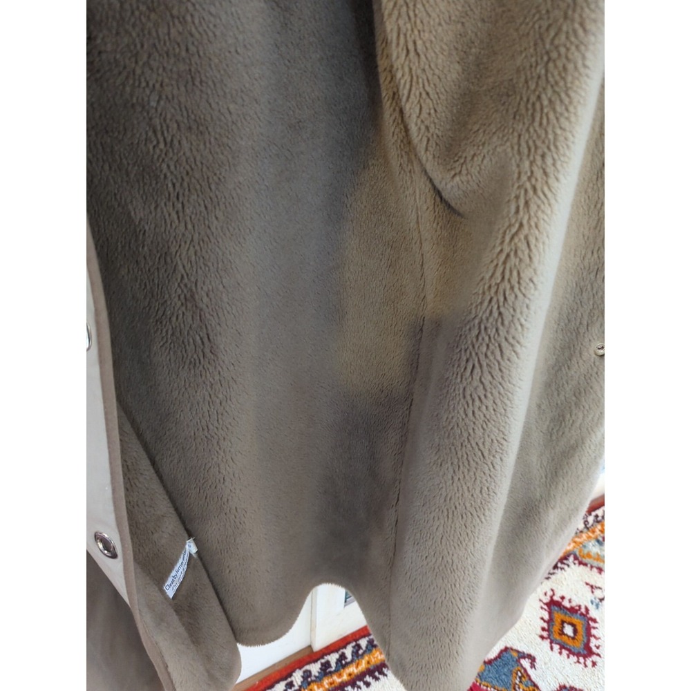 Vintage Orvis Canvas Sherpa Fur Trench Coat Jacket Long Womens 10 Brown Taupe - Picture 8 of 13